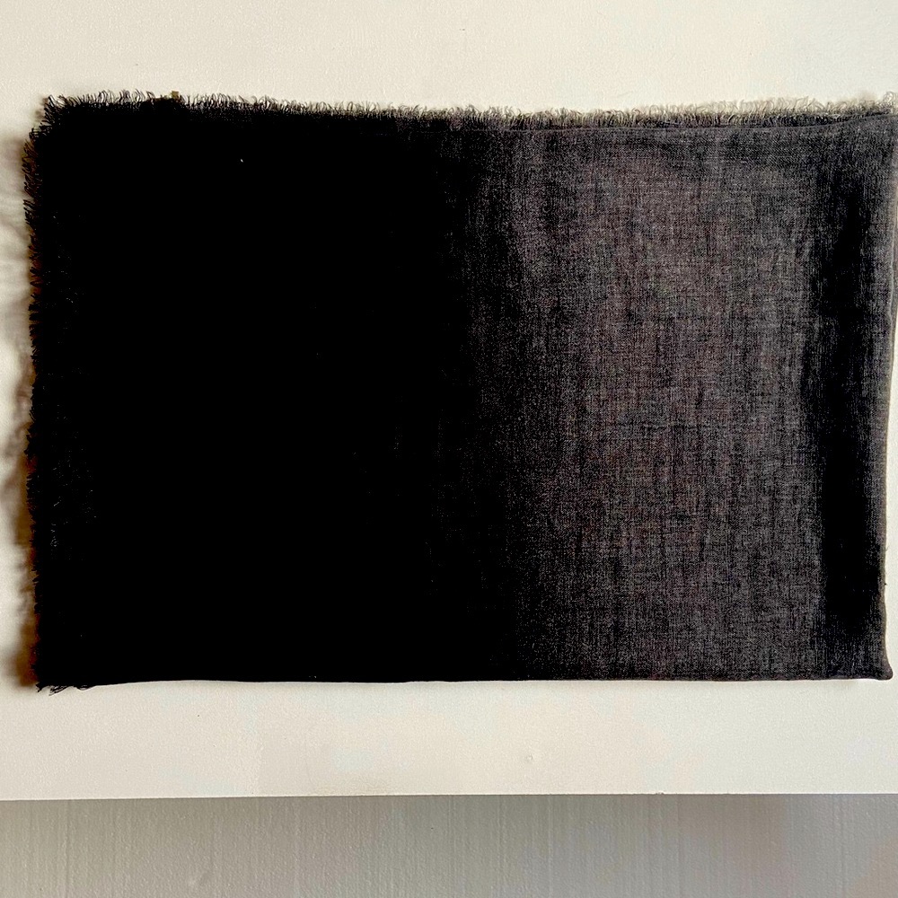 Destin Linen Scarf Wrap Black Gray Made in Italy $340 Retail Luxury Brand - Picture 12 of 16